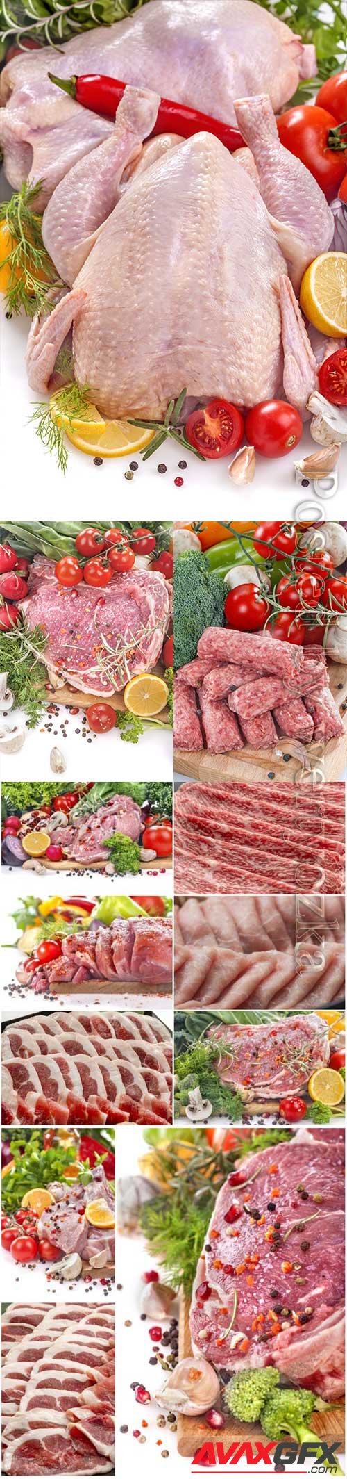 Fresh minced meat and meat stock photo