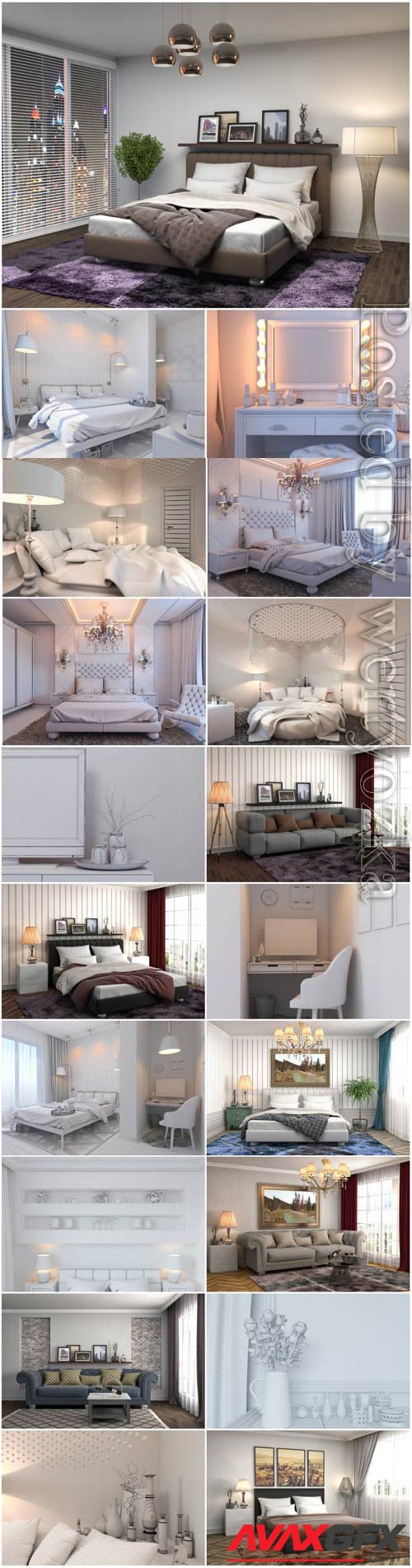 Beautiful bedroom interior stock photo