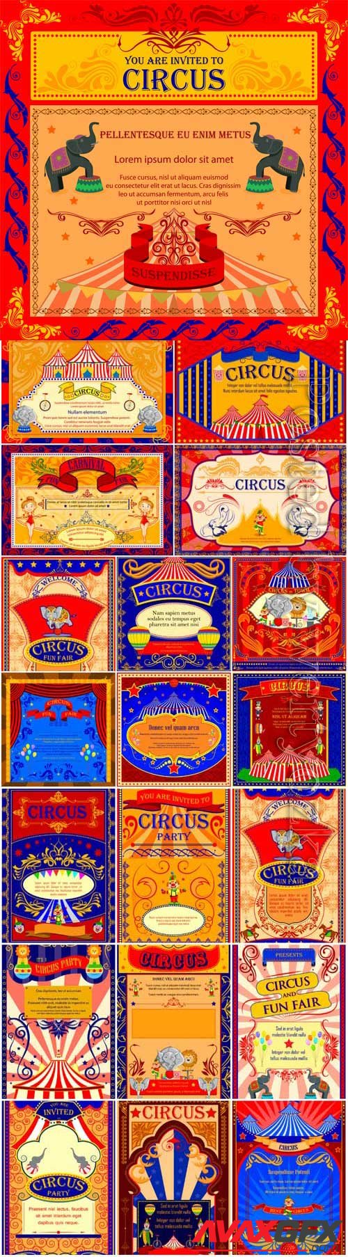 Circus advertising posters in vector