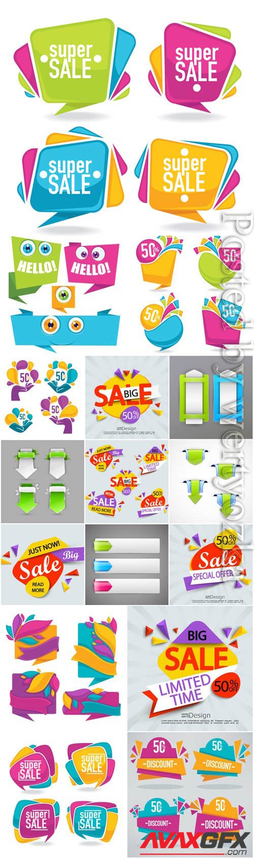 Discount color banners in vector