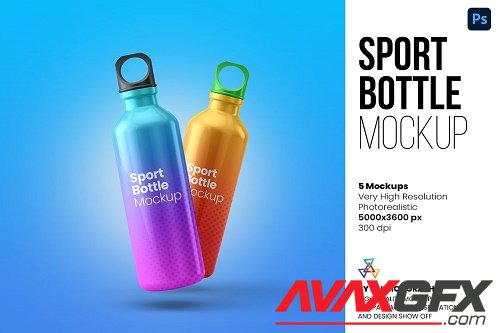 Sport Bottle Mockup - 5 views - 6250378