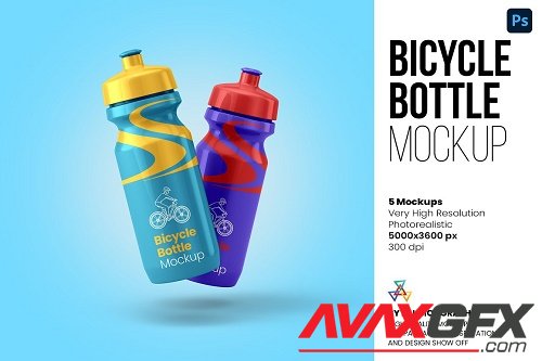 Bicycle Bottle Mockup - 5 views - 6251340