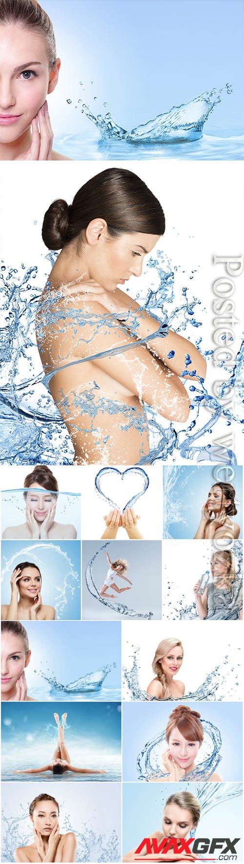 Girls splashing water stock photo