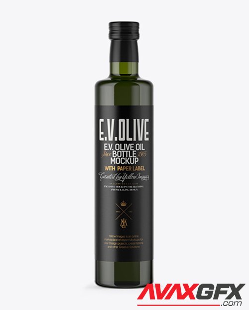 750ml Green Glass Olive Oil Bottle Mockup 14224