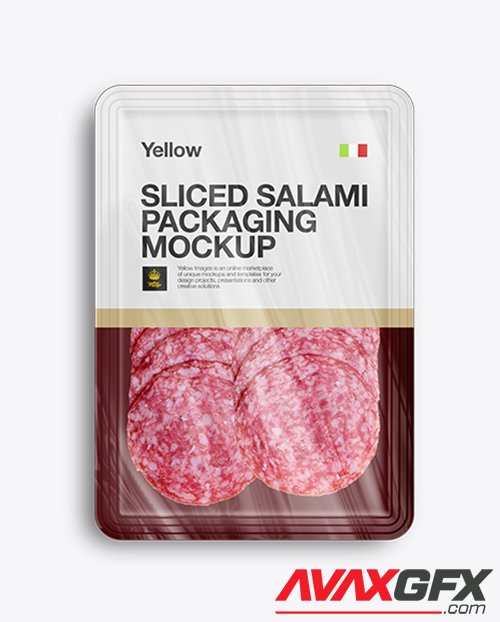 Plastic Tray W/ Sliced Classic Salami Mockup 11133