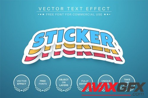 Three sticker - editable text effect - 6257972