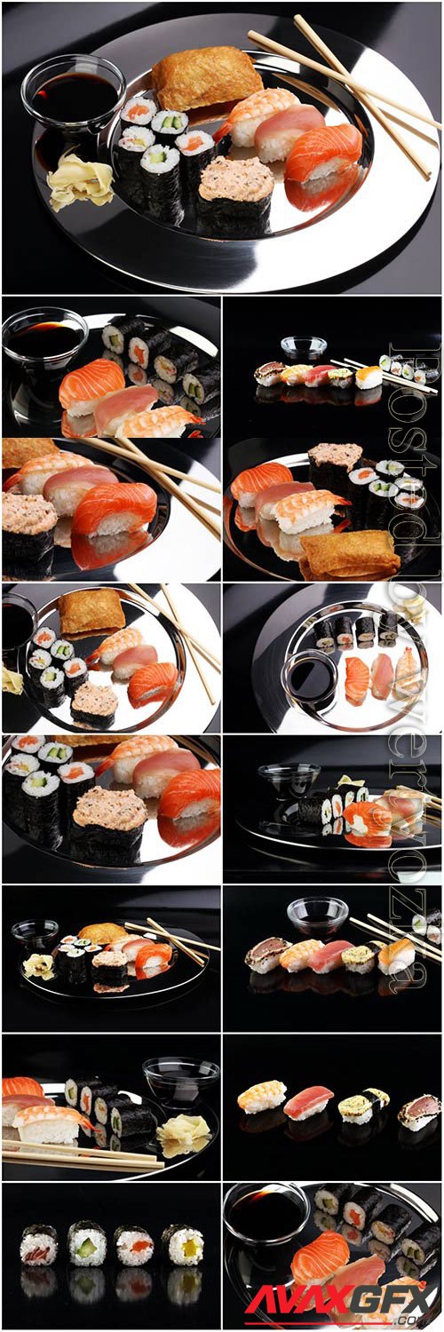 Sushi on dark background stock photo