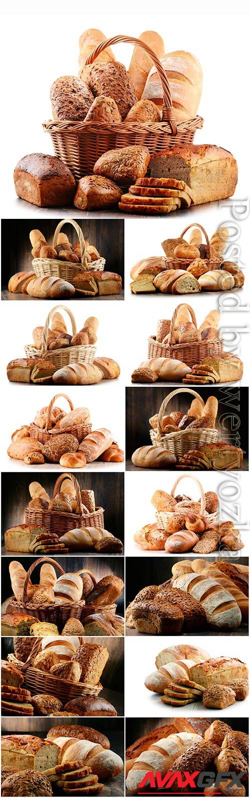 Baskets with freshly baked bread stock photo