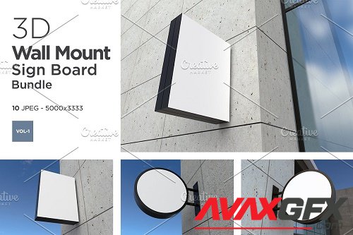 Wall Mount Sign Mockup Set Vol-1 - 6259454