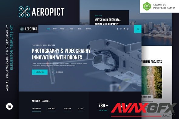 ThemeForest - Aeropict v1.0.0 - Drone Aerial Photography & Videography Elementor Template Kit - 32806664