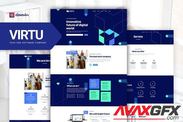 ThemeForest - Virtu v1.0.0 - Tech & Software Company Elementor Template kit - 32819675