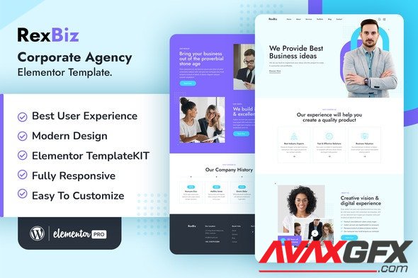 ThemeForest - Rexbiz v1.0.2 - Corporate Agency Elementor Template Kit - 32793319