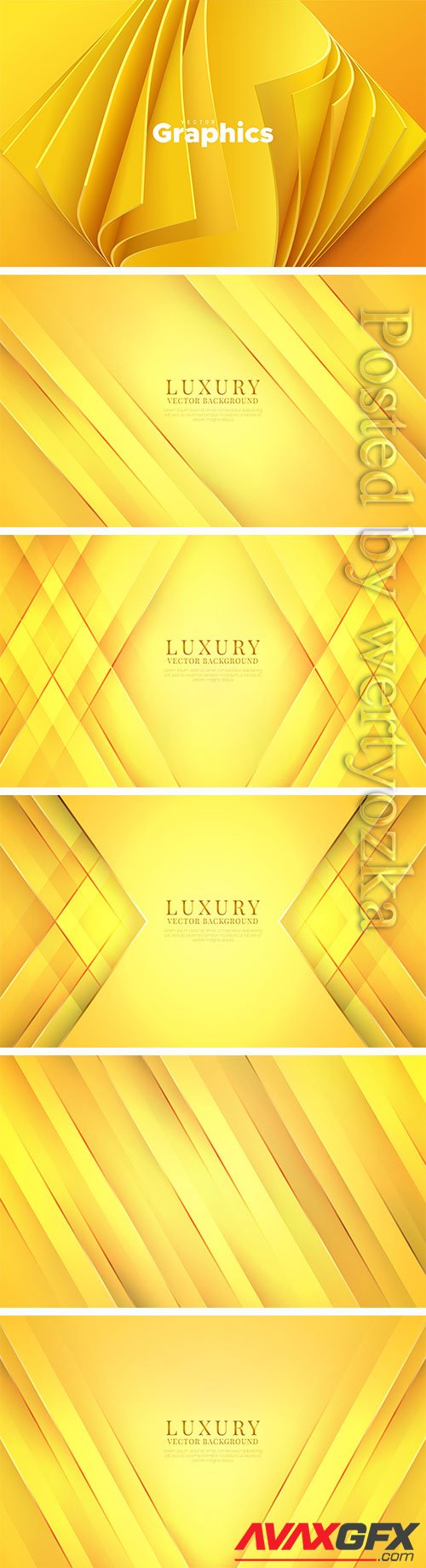 Yellow abstract backgrounds with golden lines in vector