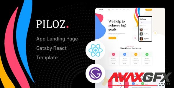 ThemeForest - Piloz v1.0 - Gatsby React App Landing Page Template - 32088117