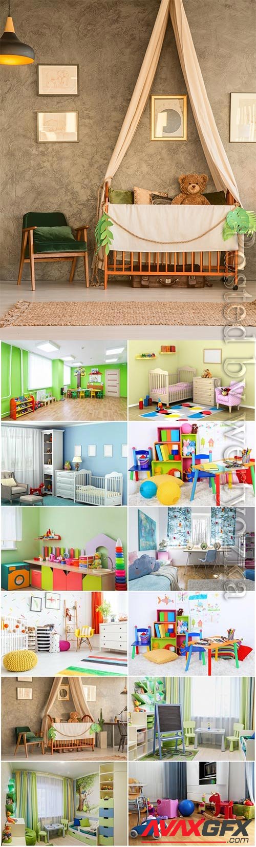 Creative kids room interior stock photo