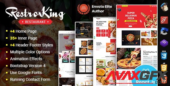 ThemeForest - RestroKing v1.0 - Cake Pizza & Bakery React Template (Update: 14 June 21) - 30138001