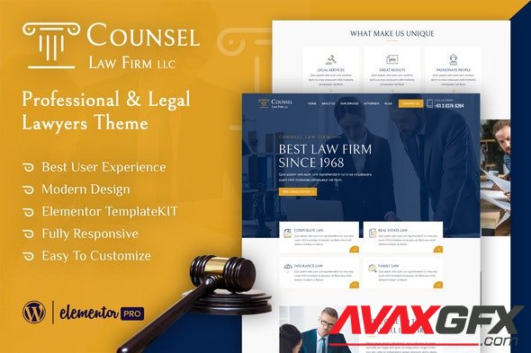 ThemeForest - Counsel v1.0.1 - Law Firm Elementor Template Kit - 32794150