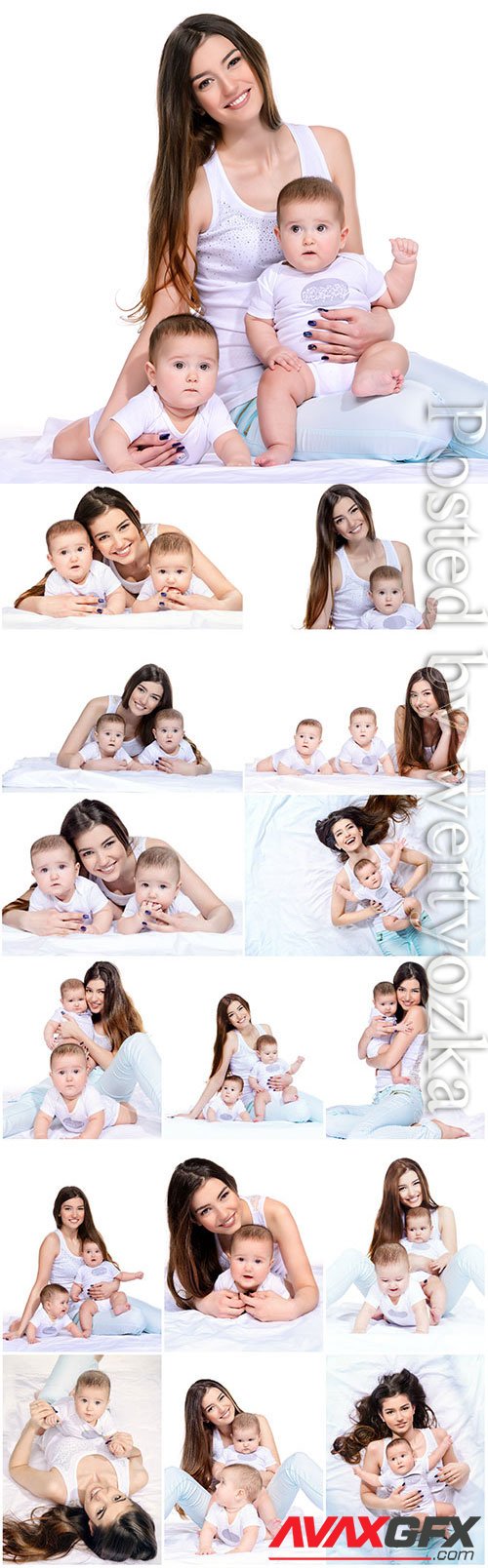 Young mother with children stock photo