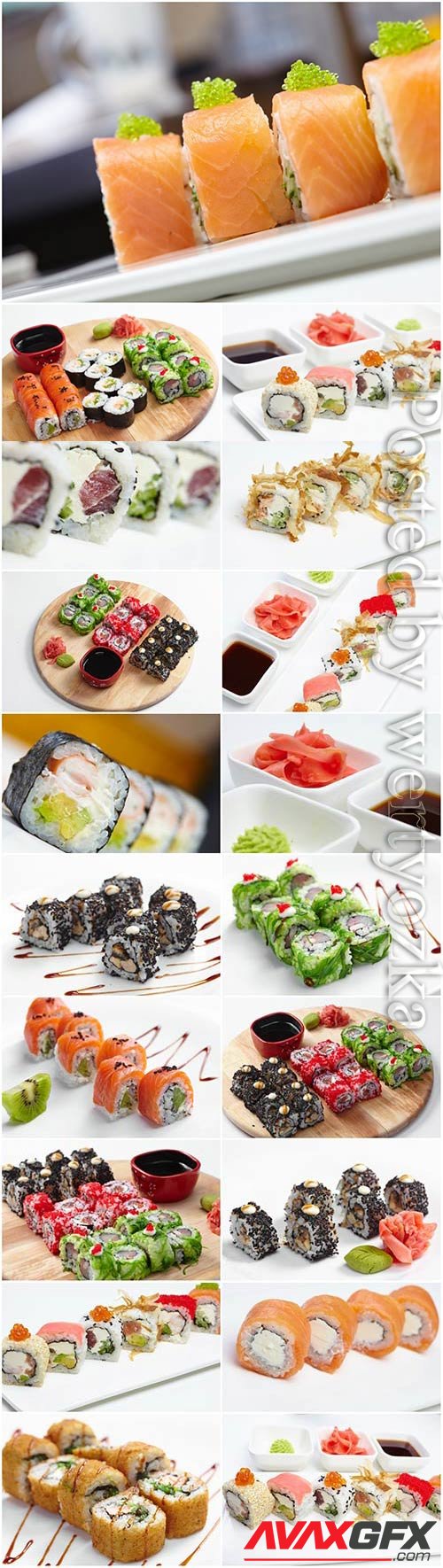 Different types of sushi stock photo