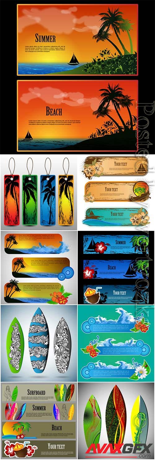 Summer banners and elements in vector