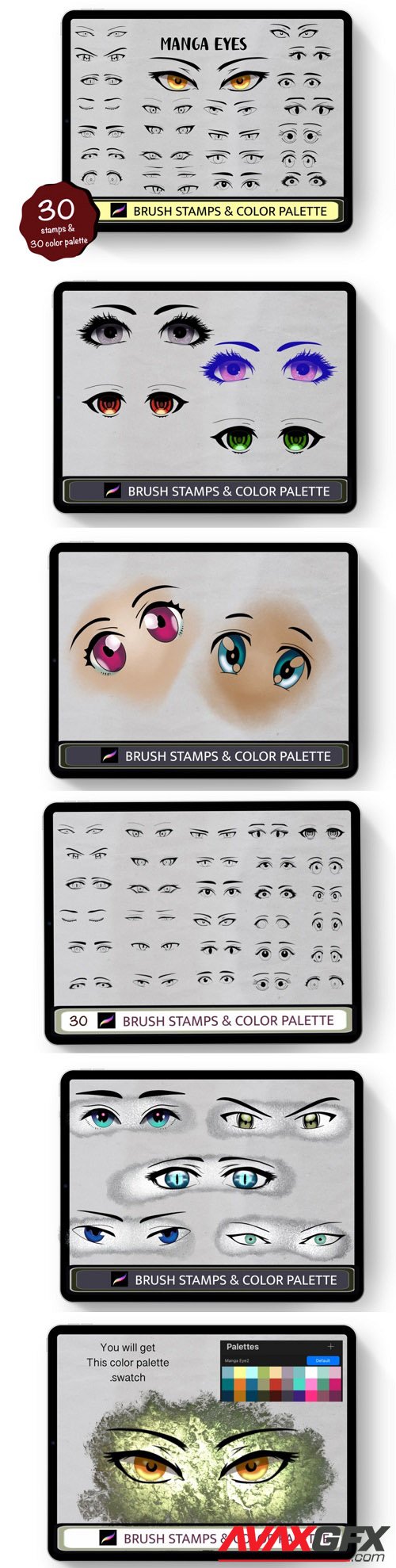 Anime Eyes 30 Procreate Brush Stamps - 1447000