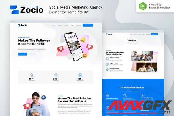 ThemeForest - Zocio v1.0.0 - Social Media Marketing Agency Elementor Template Kit - 32914912