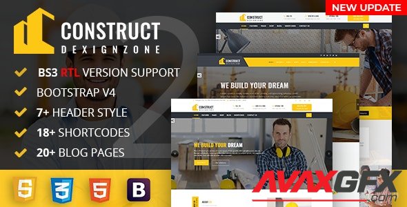 ThemeForest - ConstructZilla v1.0 - Construction, Renovation & Building Bootstrap 4 Template With RTL Ready (Update: 10 April 20) - 19197693