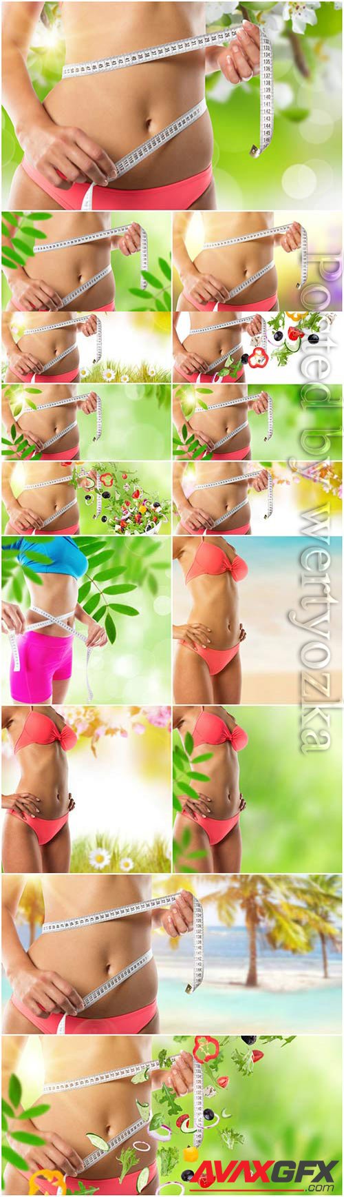 Beautiful female figure and healthy eating concept stock photo