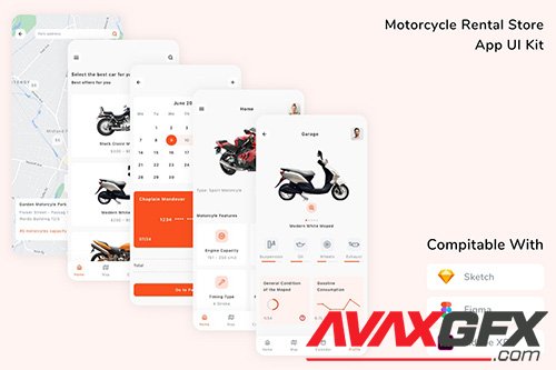 Motorcycle Rental Store App UI Kit