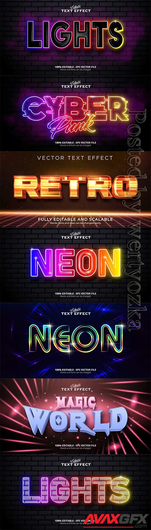 3d editable text style effect vector vol 606