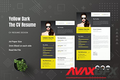 Yellow And Dark CV Resume