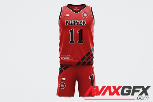 Basketball Jersey Uniforms Set Mockup Template