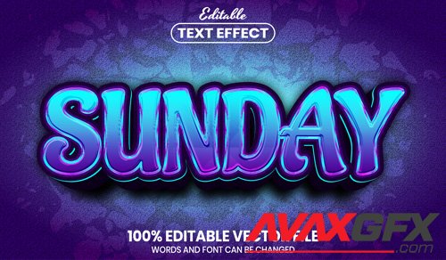 Sunday text, font style editable text effect