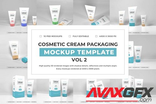 Cosmetic Cream Packaging Mockup Template Bundle Vol 2 - 1076880
