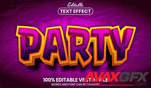 Party text, font style editable text effect