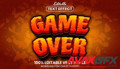 Game over text, font style editable text effect