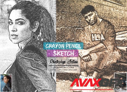 Crayon Pencil Sketch PS Action - 5660336