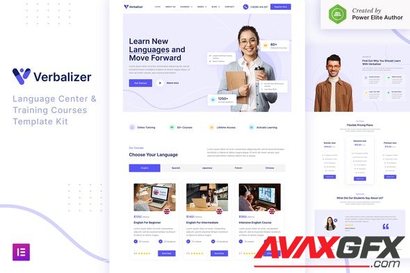 ThemeForest - Verbalizer v1.0.0 - Language Courses & Learning Center Elementor Template Kit - 33012087