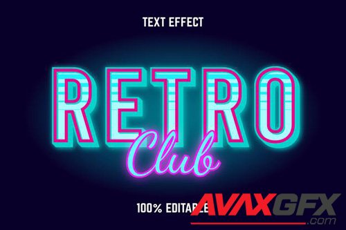 Editable text effect retro club