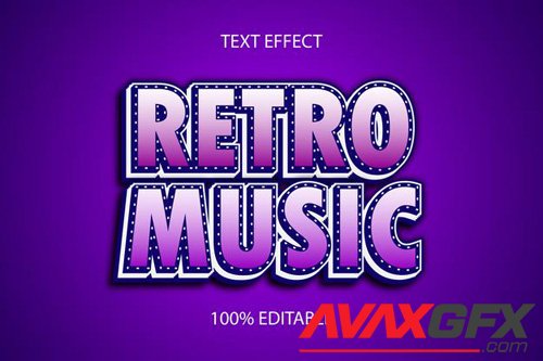 Editable text effect retro music color blue