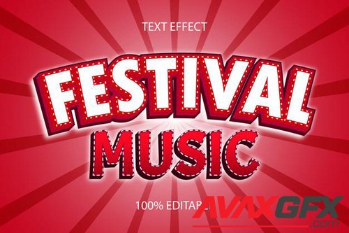 Editable text effect festival music color red