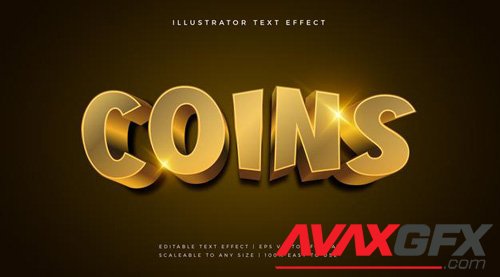 Gold coins 3d theme text font effect