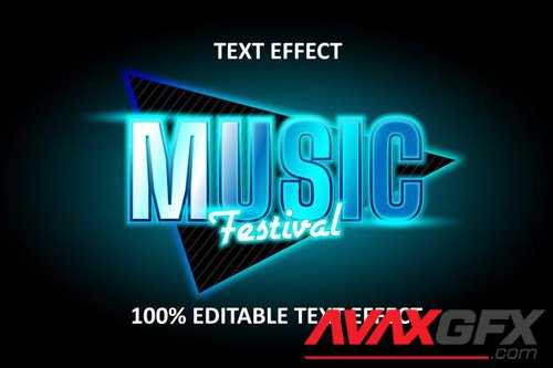 Editable text effect blue cyan light