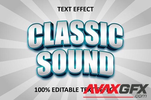 Classic text editable text effect blue cyan silver