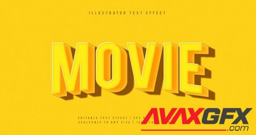 Yellow movie shadow title text font effect