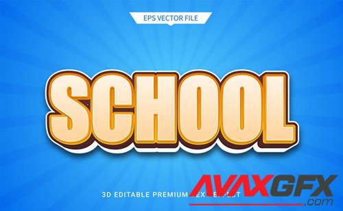 School education 3d editable text style effect