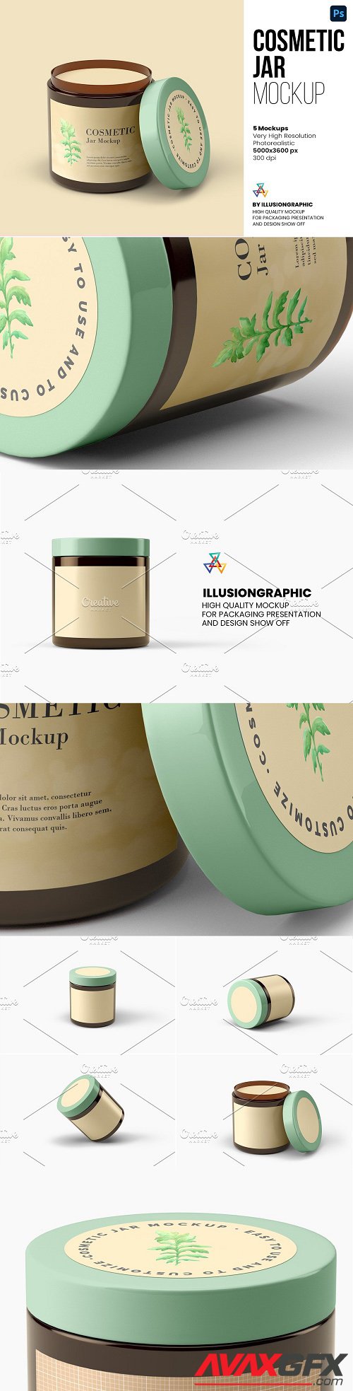 Cosmetic Jar Mockup - 5 views - 6295368