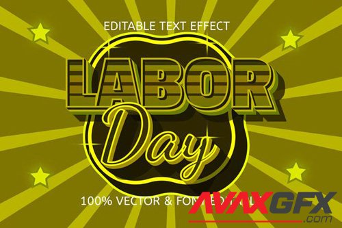 Labor vector day editable text effect