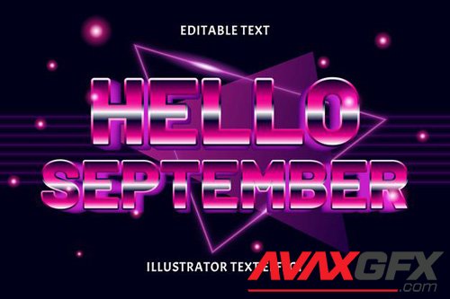 Hello september vector 3d  editable text effect