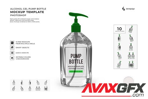 Alcohol Gel Pump Bottle Mockup Template Bundle - 1463517